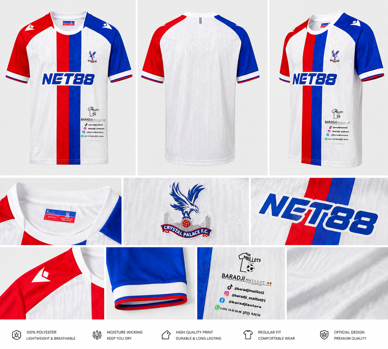 Maillot du club anglais Crystal Palace F.C