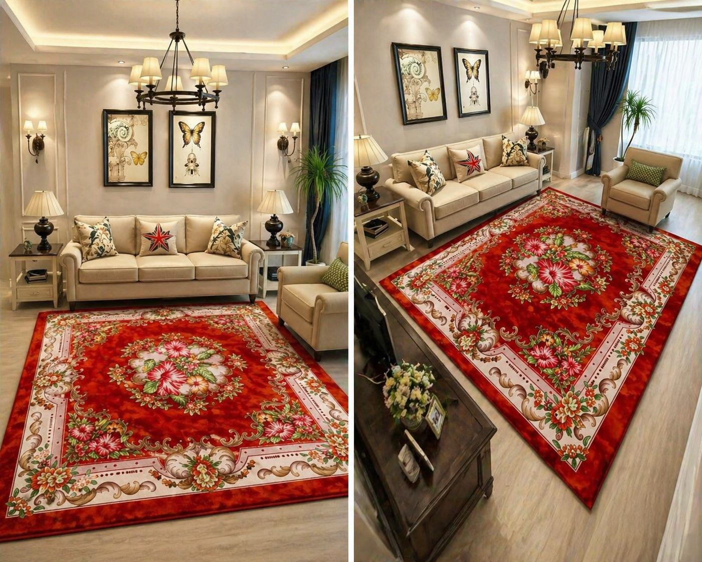 Tapis décoratif floral rouge