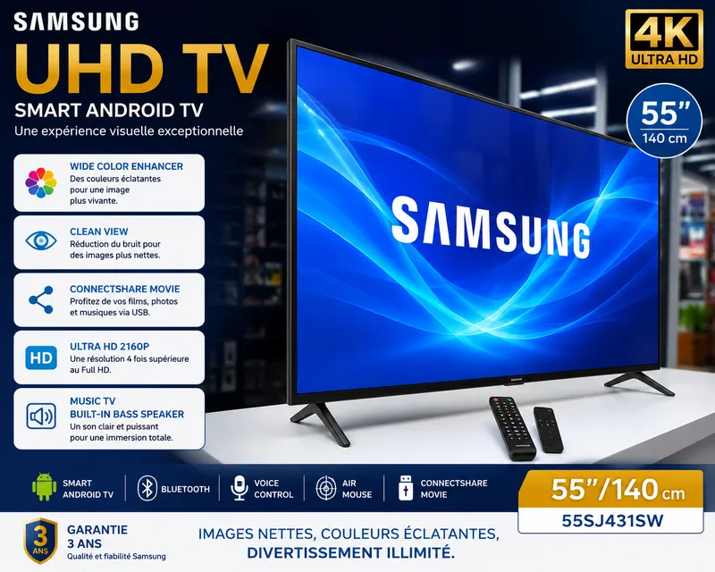 📺 Samsung UHD TV 55" Smart Android TV (140 cm