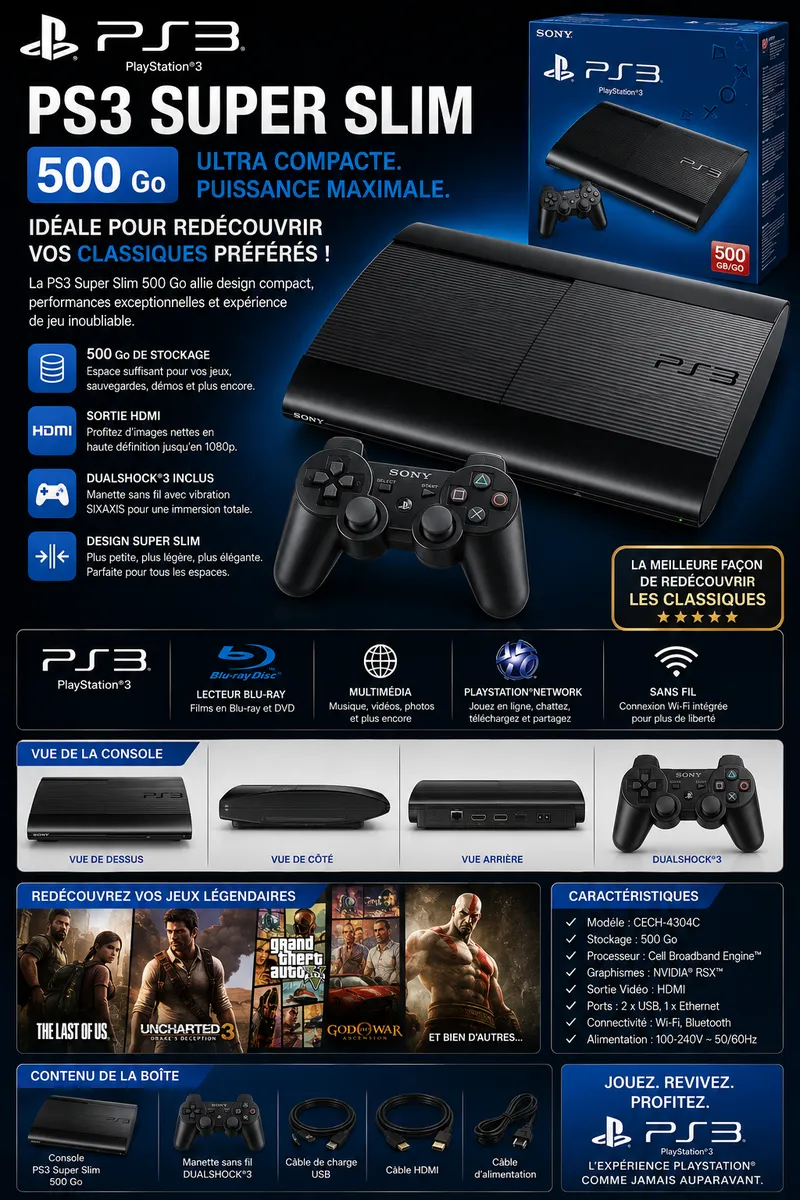 PlayStation 3 Super Slim 500 Go