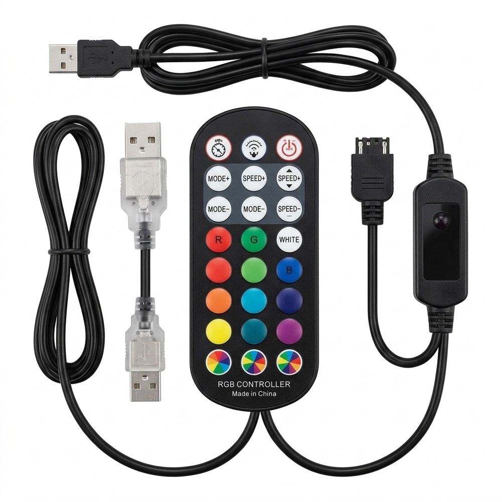 Contrôleur et télécommande RGB IR 20 touches pour bande LED — Réf. LED-028