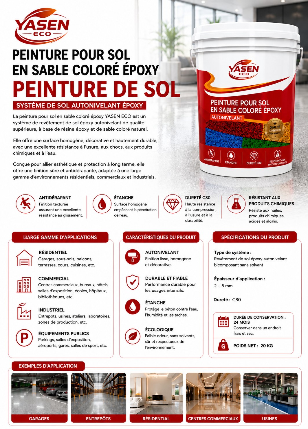 Peinture époxy pour sol Yasen Eco — bidon 20 kg